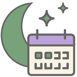 Mond mit Kalender, Icon für Wochencoaching